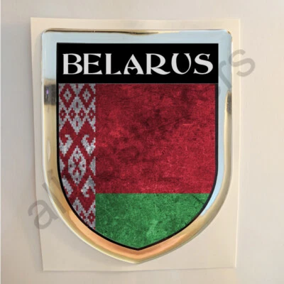 ALL3DSTICKERS Bielorussia Adesivi Scudetto 3D Bandiera Sporco Resinato Adesivo Vinile Resinati