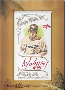 JOSE ABREU 2014 Topps ALLEN GINTER Mini Auto RED INK 3/10 Autograph WHITE SOX RC
