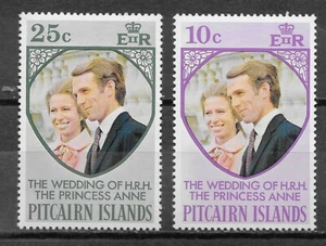 PITCAIRN ISLANDS ,1973, WEDDING PRINCESS ANNE , SET OF 2 STAMPS PERF, MNH - Picture 1 of 1