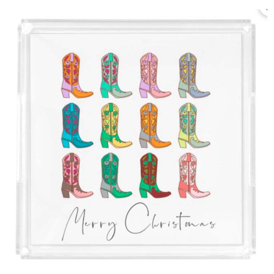 Cowboy Christmas Acrylic Tray - Image 1 of 3
