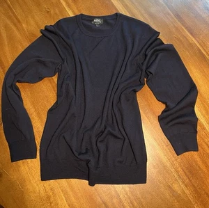 APC Paris Made In Italy Pure Merino Wool Sweater Navy Size Large PLEASE READ - Picture 1 of 5