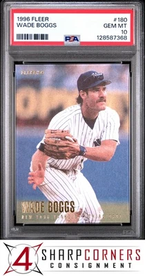 1996 FLEER #180 WADE BOGGS YANKEES HOF PSA 10 - Image 1 of 3