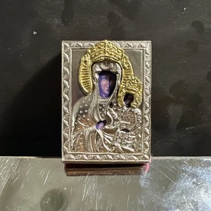 Virgin Mary and Jesus framed Silvertone and gold tone signed B. N. 2000 - Picture 1 of 7