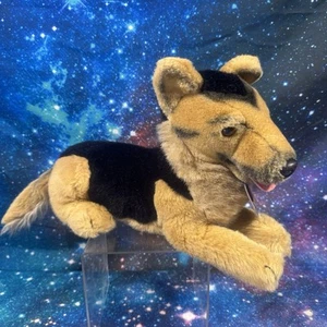 German Shepherd Lying Down Plush Dog Approximately 14" Long - Picture 1 of 7