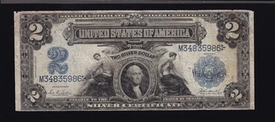 US 1899 $2 Silver Certificate Parker/Burke FR 255 F-VF (986) - Image 1 of 2