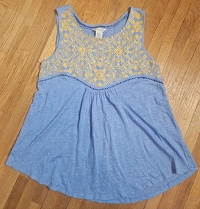 SUNDANCE 100% Linen Sleeveless Top Women's Small Blue Yellow Embroidered - Picture 1 of 9