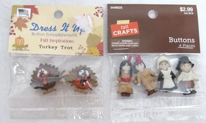 2 x Dress It Up Button Pilgrims & Indians / Turkey Trot Embellishments - Picture 1 of 8