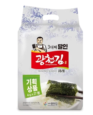 Snacks de algas sazonadas Kwangcheonkim - Parae verde, 27 paquetes individuales tostados Foto 1 de 4