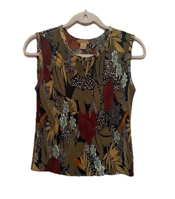 Top Plissé Tribal Para Mujer Sin Mangas Floral RETRO Y2K Años 90 De Colección Talla Mediana Foto 1 de 4
