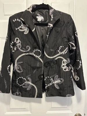 CRACE CHUANG vintage beautiful nylon polyester black embroidered patterns blazer - Image 1 of 4