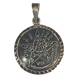 Vintage Seal of Solomon Pentacle Tetragrammaton Silver 950 Medallion Pendant - Picture 1 of 11