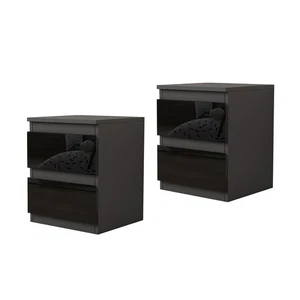 Nachtschrank Kenji Hochglanz 2er-Set Nachtkommode 2 Schubladen HTI-Living - Bild 1 von 14