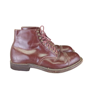 Vtg International Shoe Company Mens 7.5 Burgundy Leather Cap Toe Lace Up Boots - Picture 1 of 10