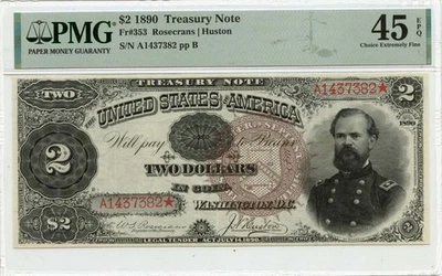 1890 $2 Treasury Note FR#353 PMG XF45 EPQ Choice - Image 1 of 2
