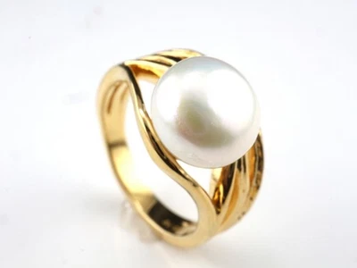 GJ69 * HARRY IVENS EDELSTEIN RING (18/56) MABE PERLE 925er SILBER/VG - Bild 1 von 4