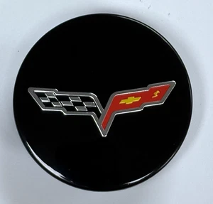 2 5/8" Chevrolet Corvette Gloss Black Center Cap #9598732 single - Picture 1 of 2
