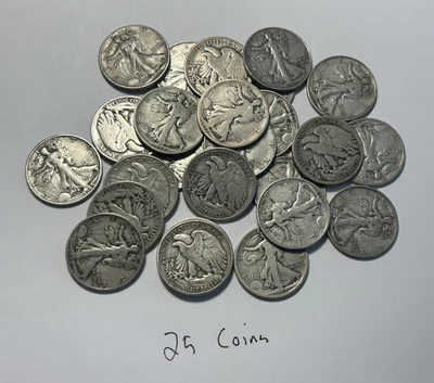 1917 TO 1946 CIRCULATED WALKING LIBERTY HALF DOLLAR LOT / 25 COINS / $12.50 FACE - Image 1 of 3