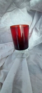 ruby red footed glass clear bottom - Bild 1 von 3