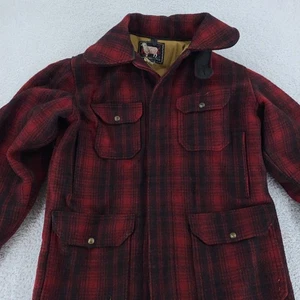 Vtg 60s Woolrich Mackinaw Jacket Mens Medium 38 Plaid Wool Brookwood Patch 70s - Picture 1 of 8