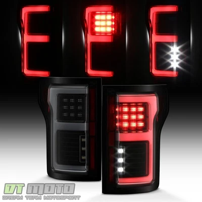 Black Smoke 2015-2017 Ford F150 Full LED w/ Blind Spot Sensor Tail Lights Lamps - Image 1 of 4