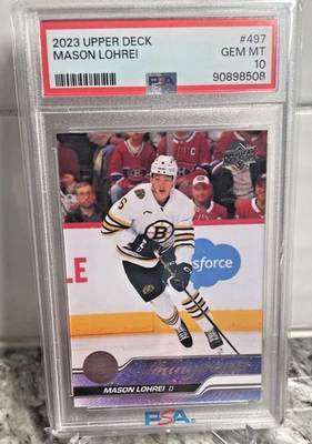 2023-24 Upper Deck Series 2 Hockey Mason Lohrei Young Guns (RC) PSA 10 - Image 1 of 3