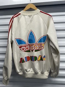 VIntage 1980er Jahre Kleeblatt Adidas Regenbogen Gold Streifen Track Top Jacke Rückseite Logo USA - Bild 1 von 6