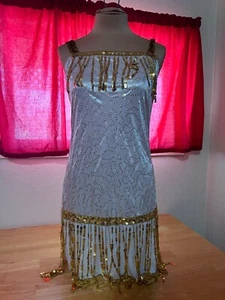 White Fringe Flapper Halloween Costume Women Adult Dress Only Totally Ghoul - Picture 1 of 4
