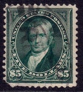 US Scott 278, 1896 John Marshall, $5 dark green, USED - Picture 1 of 2
