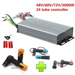 E-Bike 48V/60V/72V 3000W Brushless Controller 24MOS + Throttle Handle w/3 Speed - Picture 1 of 15