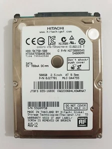 HTS547550A9E384, PN: 0J27701, MLC: DA4755, Hitachi 500Gb 2.5" HDD - Picture 1 of 2