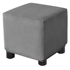 Ottoman Cover Square Velvet Storage Ottoman Slipcovers Thick Stretch Footrest... - Picture 1 of 7