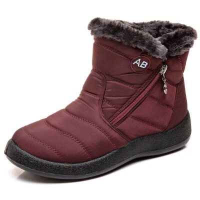 Impermeables Invierno Mujeres Zapatos Botas para Nieve Forradas de Piel Sin Cordones Cálidos Tobillo Talla EE. UU. Foto 1 de 4