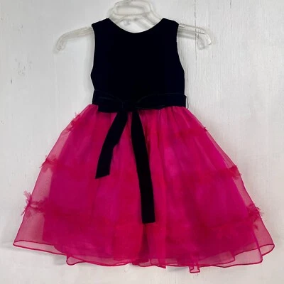 Vestido de fiesta Susanne Lively para niñas negro de terciopelo corpiño falda magenta talla 5 Foto 1 de 4