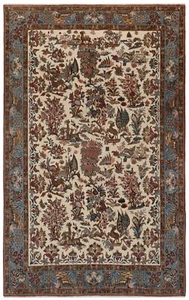 Alfombra persa anudada a mano Qom 364x228 cm-fina, fantasma, oriente, alfombra, alfombra, beige - Imagen 1 de 14