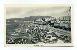 Primera Guerra Mundial, estuches de minas que se cargan en vagones de ferrocarril, grúas, postal - Imagen 1 de 2