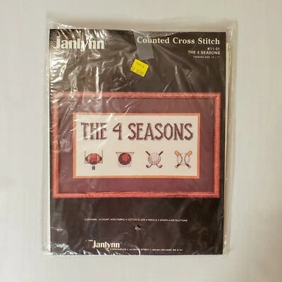 The Four Seasons Janlynn Cross Stitch Kit Basketball Golf Football Baseball  Foto 1 de 4