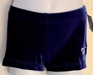 GK PURPLE VELVET CHILD SMALL MICRO MINI WORKOUT CHEER DANCE GYMNAST SHORTS Sz CS - Picture 1 of 11