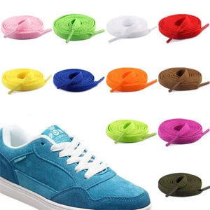 Cordones de zapatos negros blancos o cordones de color corbata plana zapatos entrenadores zapatos cordones botas - Imagen 1 de 34