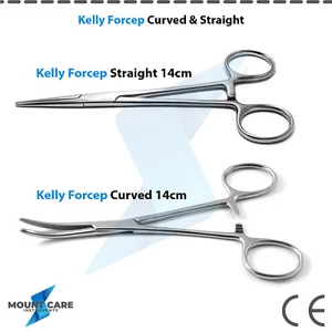 2 Pcs Set Kelly Hemostat Locking Forceps 14cm Curved Surgical Dental Instruments - Picture 1 of 5