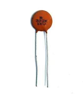 100 Stck. Scheibe Keramik Kondensator 332K 332 3300pF 1KV 1000V K ±10 % Y5P RoHS Taiwan - Bild 1 von 2