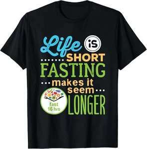 Autophagy Intermittent Fasting Ramadan Funny Life is Short T-Shirt Hoodie - Picture 1 of 9