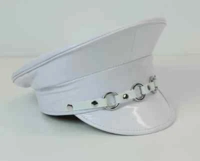 Sombrero de Capitán de charol negro con 3 juntas tóricas Disfraz Cosplay Club Gótico Festival Foto 1 de 4