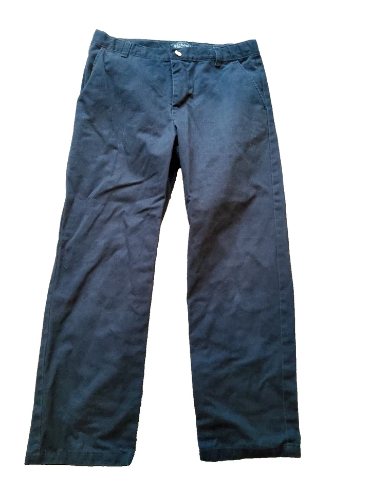 French Toast School Uniform Pants Boys 14 Husky Navy Blue Adjustable Waist - Image 1 of 4