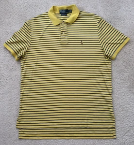 NEW Polo Ralph Lauren Polo Shirt  Yellow & Blue Stripes  Pima Soft Cotton Sz L - Picture 1 of 8