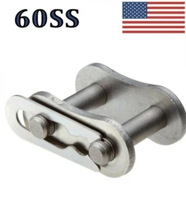 #60 SS Stainless Steel Roller Chain Connecting / Master Links (Quantity of 4) - Picture 1 of 1