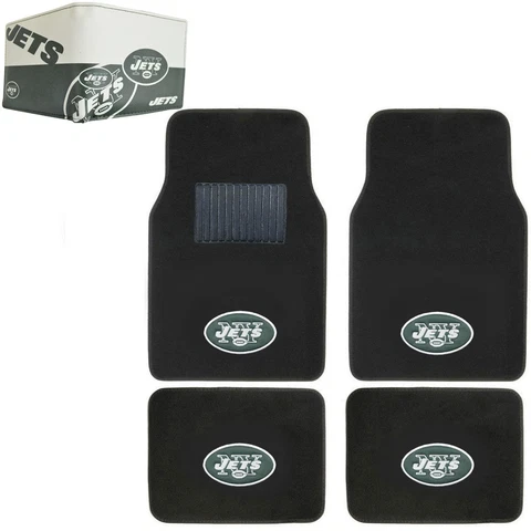 NFL New York Jets Car Truck Carpet Floor Mats & Synthetic Leather Wallet Set Cover