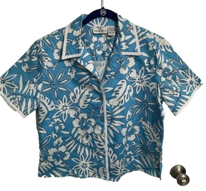 Erin London Petite Medium Beautiful Heavy Cotton Hawaiian Shirt with Piping - Picture 1 of 11