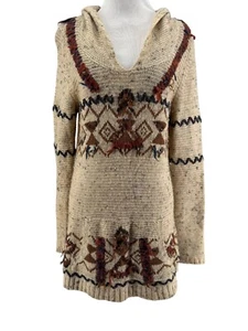 Suéter con Capucha Free People Para Mujer Suroeste Azteca Boho Lana Lino Mediano - Imagen 1 de 5