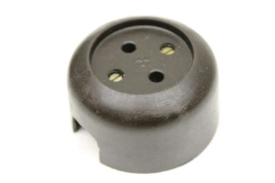 Antiguo Enchufe Baquelita Redondo Expuesto Art Deco Loft Diseño De Colección Sin Schuko Foto 1 de 4