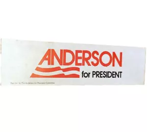 Pegatina parachoques de campaña presidencial de John Anderson 1980 roja y negra sobre blanco - Imagen 1 de 2